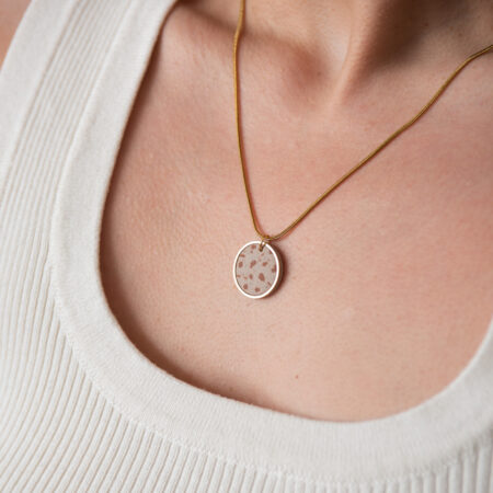 Handmade Jewelry Maleni Atelier Necklace Cinnamon Brown Terrazzo Gold Chain Pendant