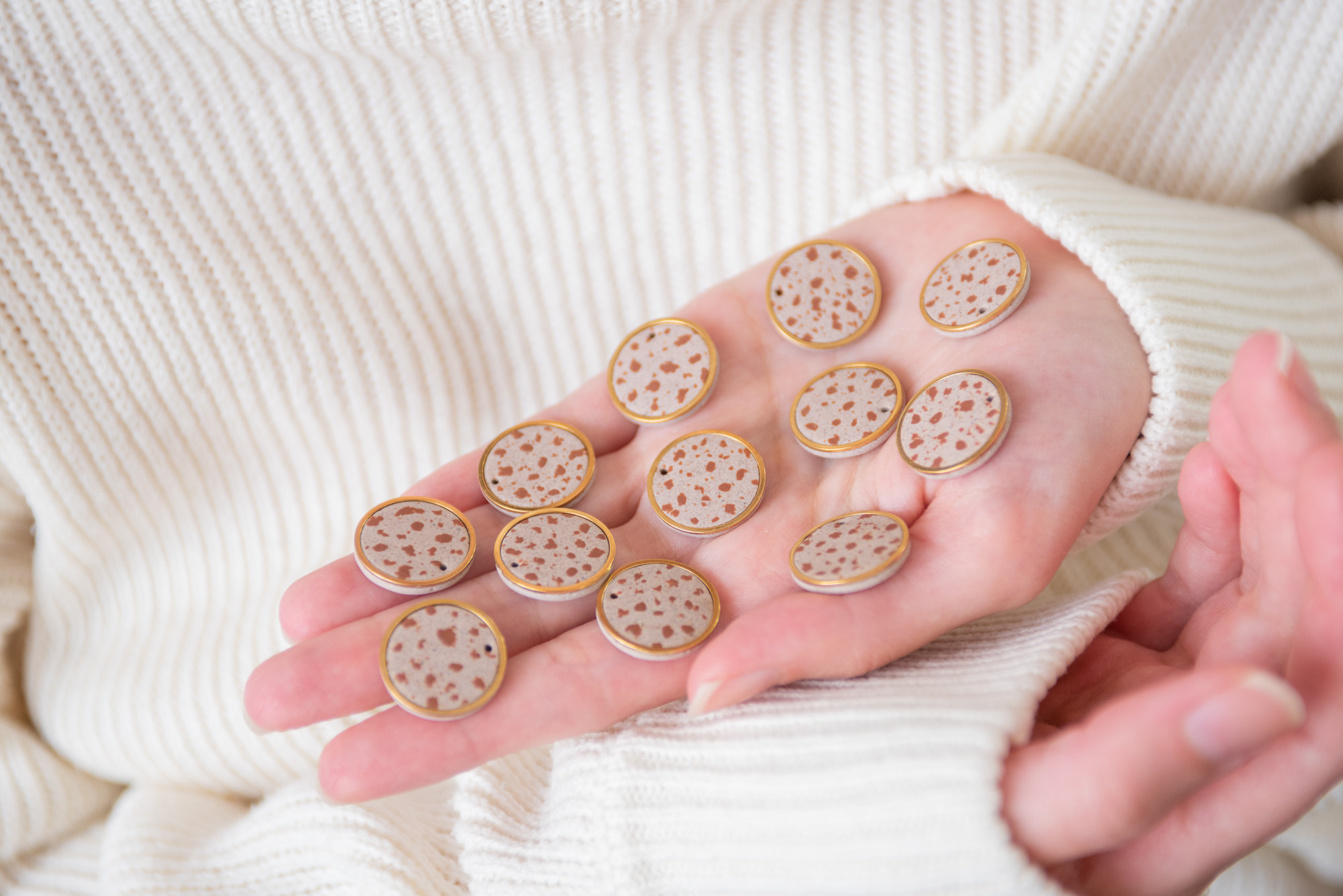 Handmade Jewelry Maleni Atelier Necklace Cinnamon Brown Terrazzo Gold Chain Pendant