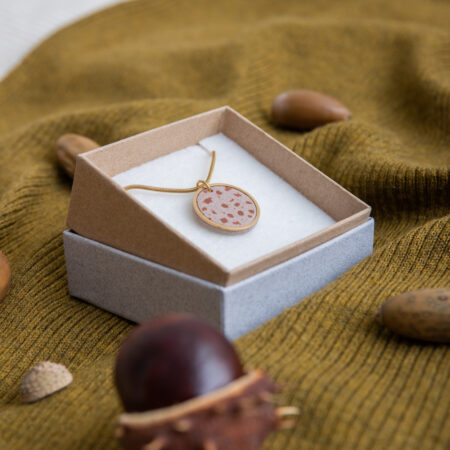 Handmade Jewelry Maleni Atelier Necklace Cinnamon Brown Terrazzo Gold Chain Pendant