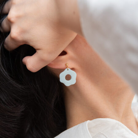 Handmade Jewelry Maleni Atelier Light blue large organic earrings with cinnamon
