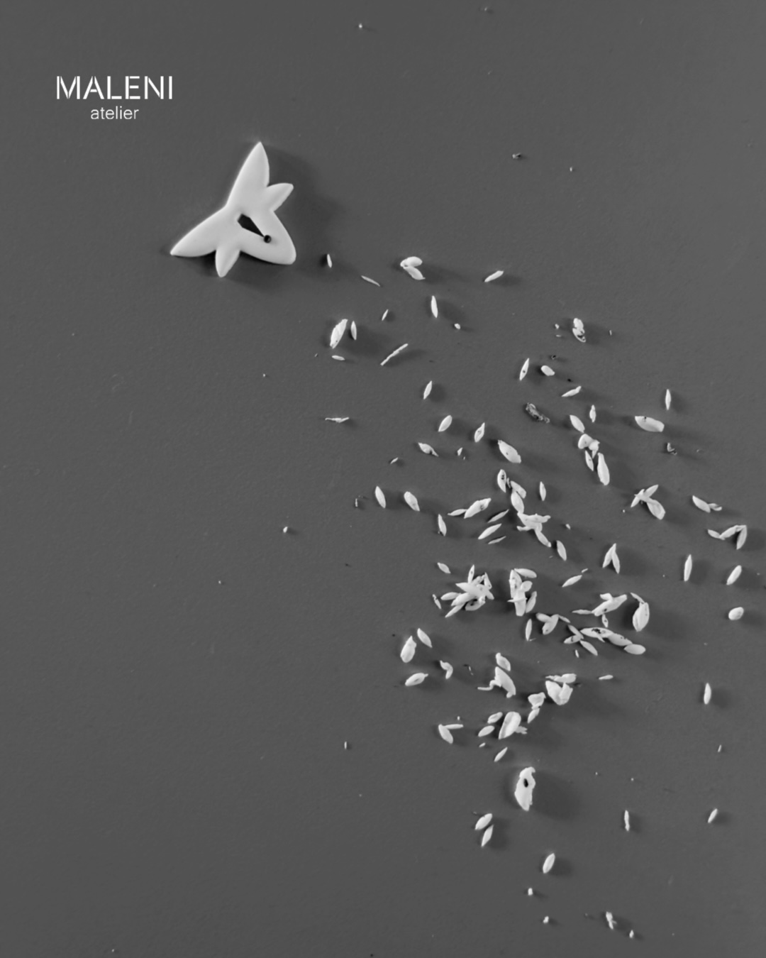 Handmade Jewelry Maleni Atelier Necklace Cinnamon White with Red Dot Butterfly Shape Gold Chain Pendant