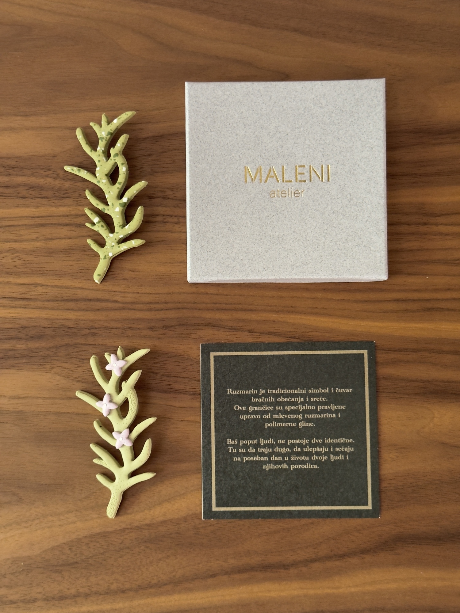Handmade Jewelry Maleni Atelier Rosemary Wedding brooch